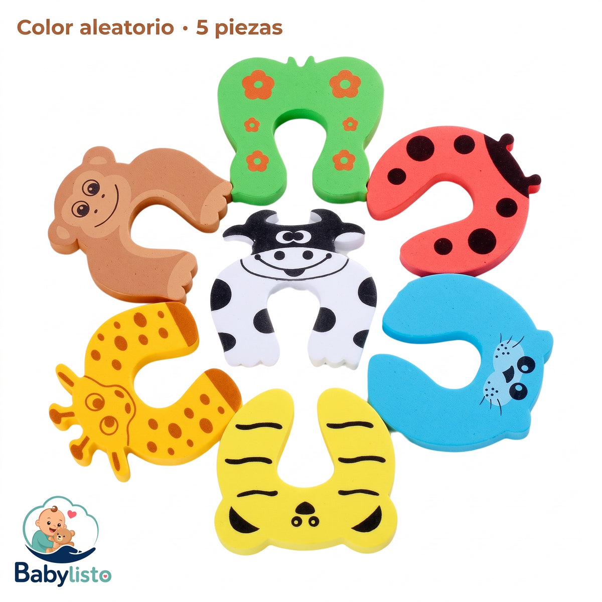 Baby Safety Door Stopper - Cute Animal Anti-Pinch Finger Guard (2/5 Pack)