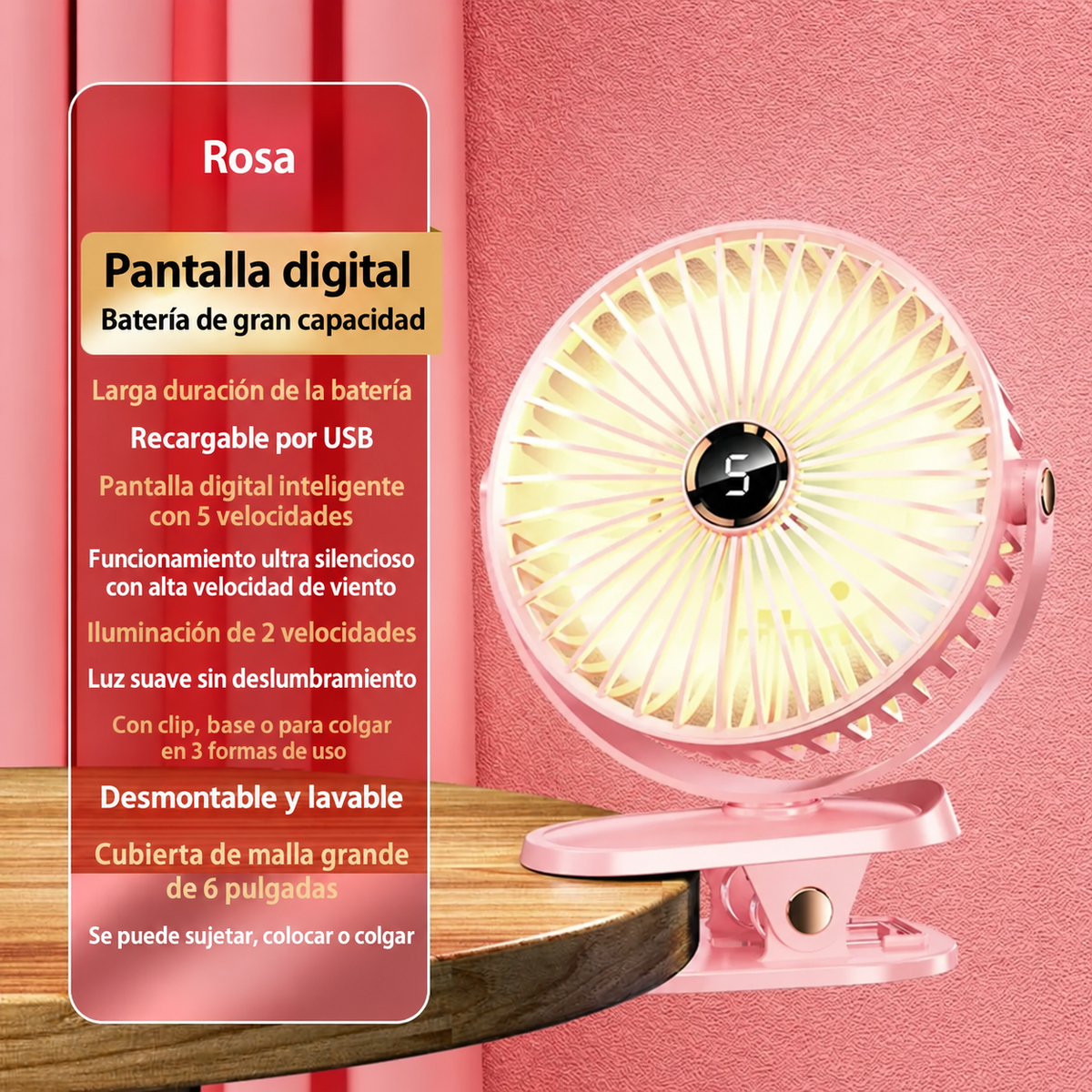 Ventilador Clip Recargable