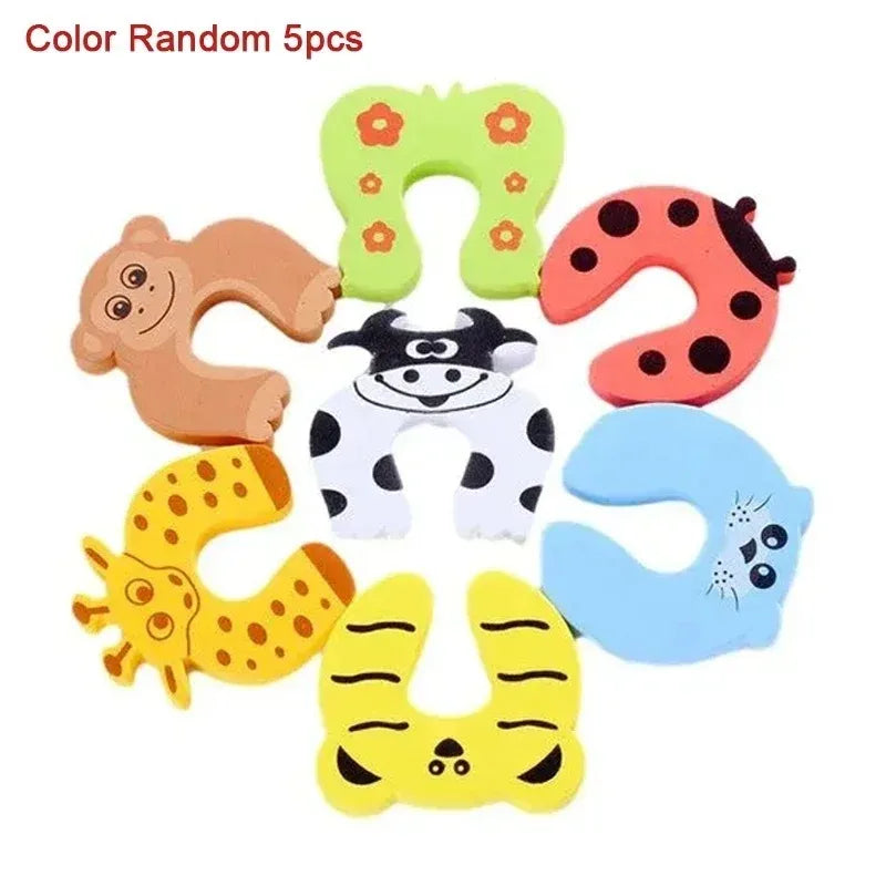 2/5pcs Baby Safety EVA Door Stopper Anti-Pinch Finger Guard Cute Animal Design Child Lock Protector for Furniture Newborn Care