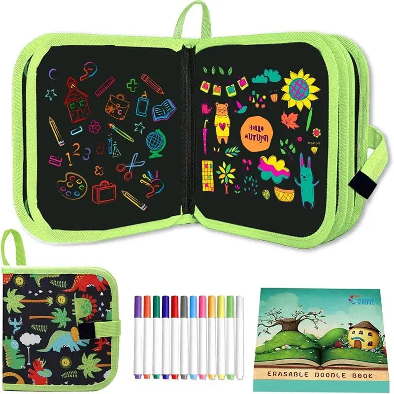 Libro de Dibujo Borrable Reutilizable con Marcadores para Niños
