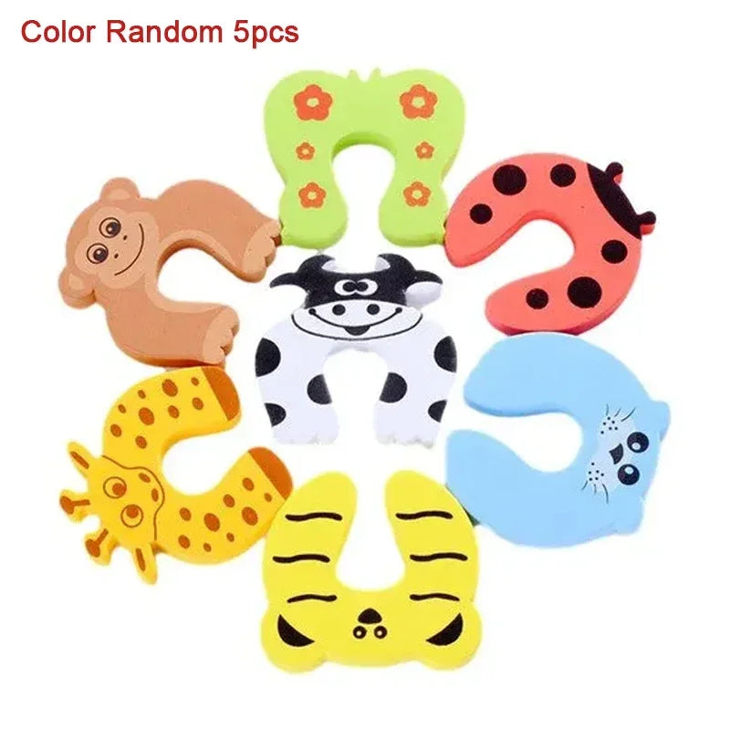 2/5pcs Baby Safety EVA Door Stopper Anti-Pinch Finger Guard Cute Animal Design Child Lock Protector for Furniture Newborn Care