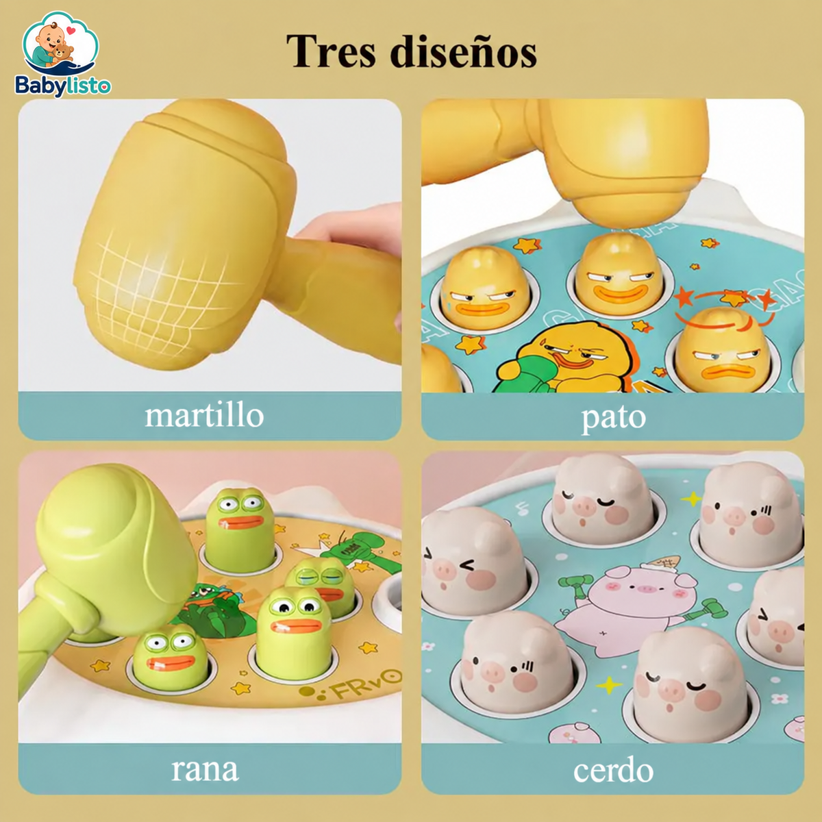 Martillo Montessori Pato Rana Cerdo para Bebé
